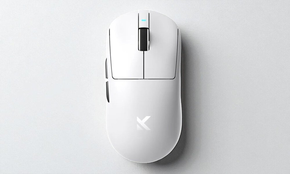 MCHOSE A7 Ultra baterię 500 mAh pracy, czy nauki - myszka na jasnym blacie od góry