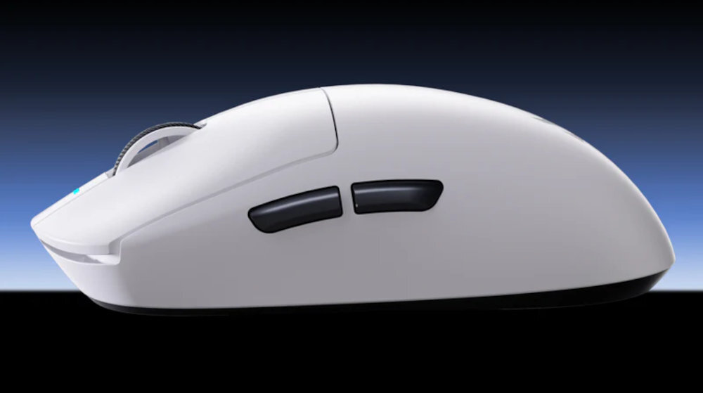 MCHOSE A7 Ultra Solidna konstrukcja odporność 125,84 × 63,24 × 39,78 mm - myszka od boku na niebieskawym tle