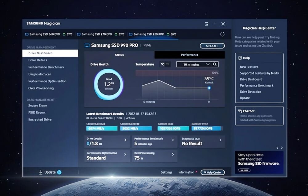 Dysk SAMSUNG 990 Pro 4TB SSD oprogramowanie narzędzia funkcje