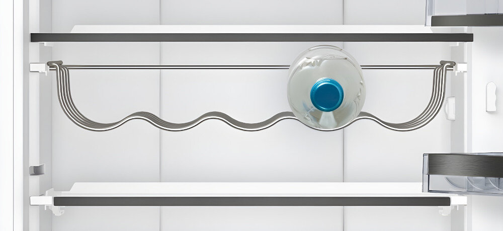 LODÓWKA BOSCH KGV33VLEA SREBRNA Stelaż na butelki stabilność bezpieczeństwo butelki puszki napoje