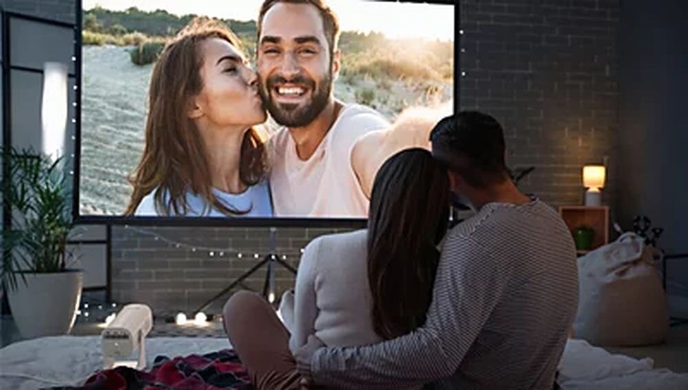 PHILIPS NeoPix 244 projektor Full HD 1080p szczegółowy obraz wyświetlanie na ścianie i suficie, projektor wyświetlający obraz na ekranie projekcyjnym