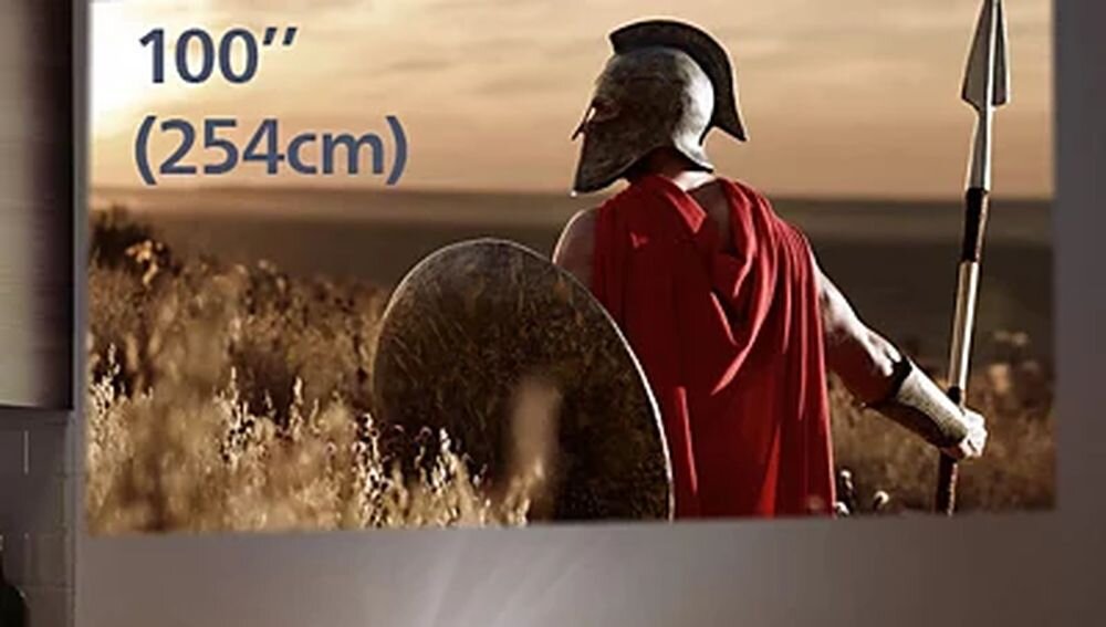 PHILIPS NeoPix 450 projektor ekran 100 cali duża powierzchnia obrazu, obraz wyświetlany na ścianie