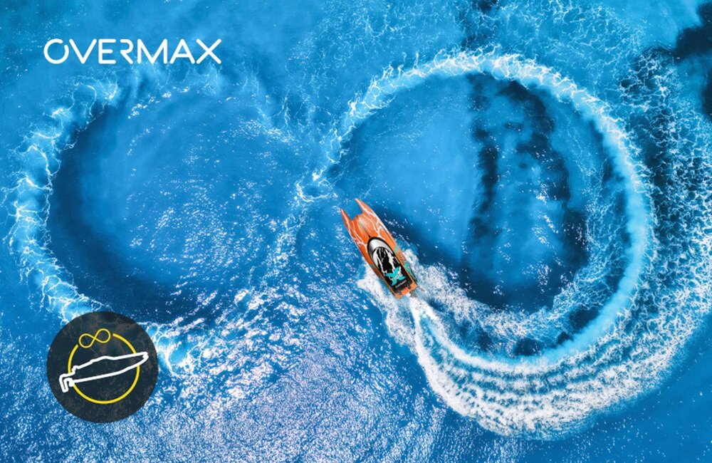 Łódź zdalnie sterowana OVERMAX X-Tide wyznaczanie slalomu, manewrowanie łodzią