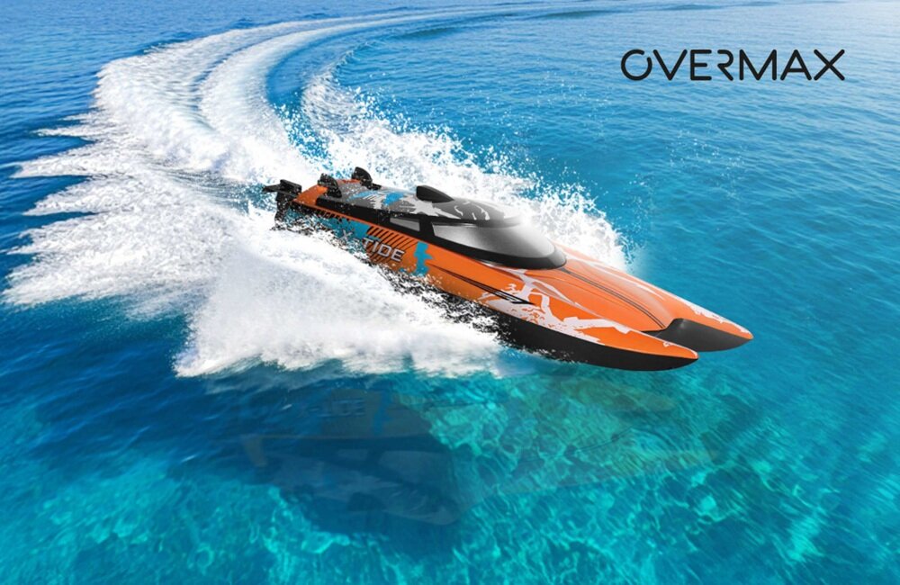 Łódź zdalnie sterowana OVERMAX X-Tide poziom baterii, system alarmów, czerwona lampka