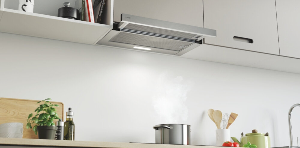 OKAP DO ZABUDOWY CANDY CBT6130 3X srebrny elegancja styl podszafkowy szerokość 60 cm