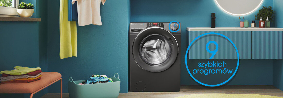 Pralka CANDY Rapido  RO1496DWMCRT 1-S 8kg 1400 obr A 9 szybkich programow opcje wybor czas