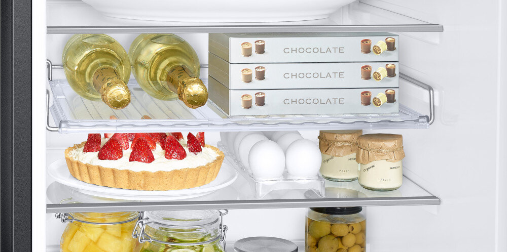 LODÓWKA SAMSUNG RB34C675EBN Wielofunkcyjna półka na wino butelki płaski spód