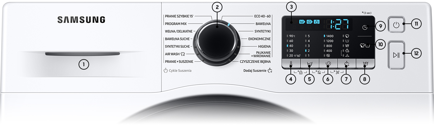 Panel sterowania pralko - suszarki Samsung  Panel sterowania pralko - suszarki Samsung