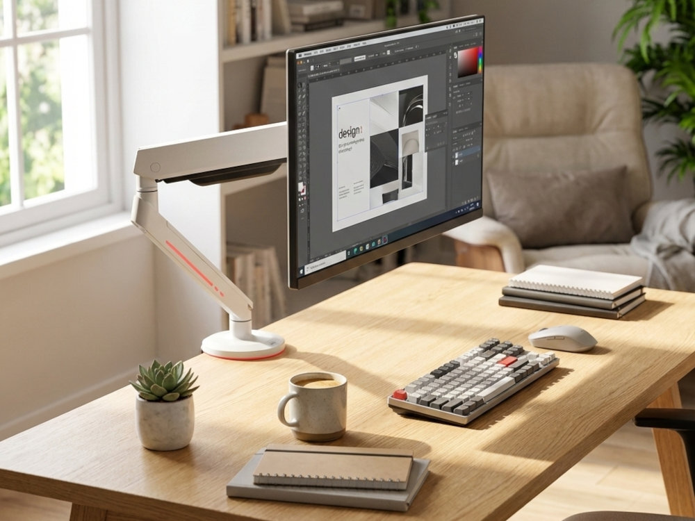 ONE FOR ALL DM8120 - uchwyt z monitorem przymocowany do biurka