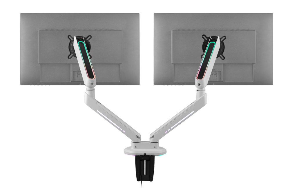 ONE FOR ALL DM8220 VESA 100 x 100 oraz 75 x 75 większością dostępnych na rynku monitorów - uchwyt z monitorem na białym tle