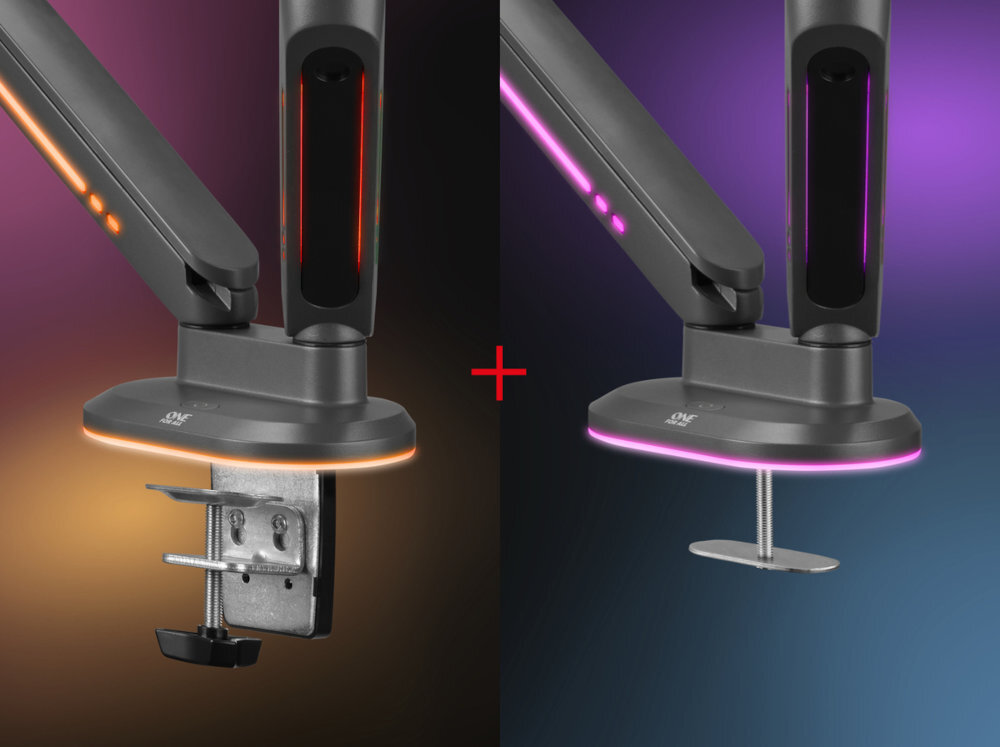 ONE FOR ALL DM8210 zacisku górnego (C-Clamp) przelotu (Grommet) dopasowanie uchwytu do różnych blatów Stabilne mocowanie - zdjęcie dwóch możliwości montażu
