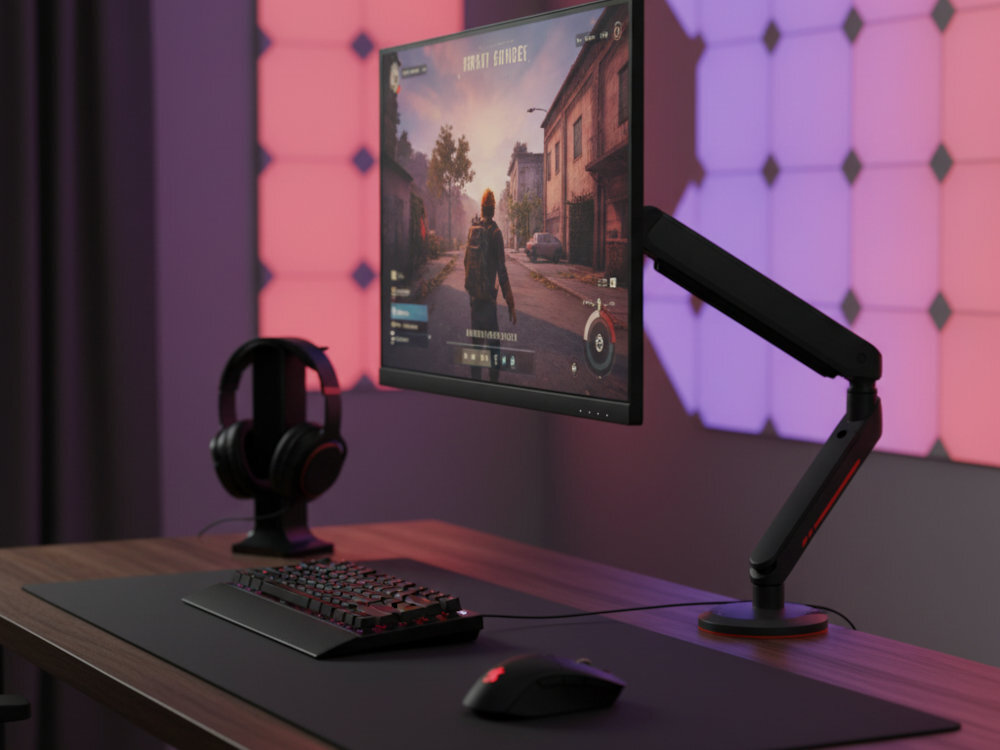 ONE FOR ALL DM8110 - uchwyt z monitorem przymocowany do biurka