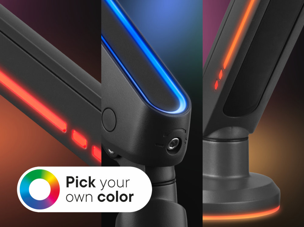 ONE FOR ALL DM8110 wielokolorowe oświetlenie RGB podstawie i ramieniu różnych kolorów i efektów świetlnych jednego przycisku - zbliżenie na podświetlenie uchwytu