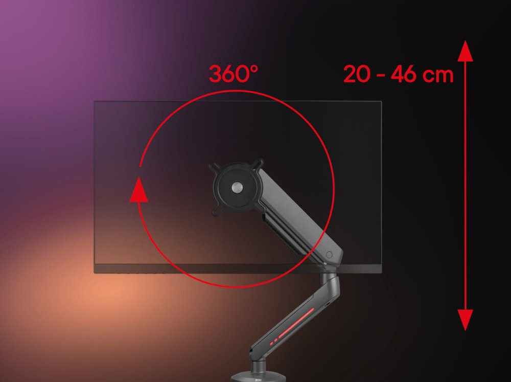 ONE FOR ALL DM8110 szeroki zakres regulacji Obrót o 360°, skręt 180° oraz nachylenie do 80° - regulacja uchwytu