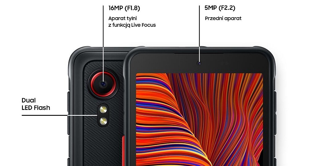 Smartfon SAMSUNG Galaxy XCover 5 ekran bateria aparat wydajność procesor ram pamięć ładowanie zdjęcia fotografia obudowa szkło przyciski 