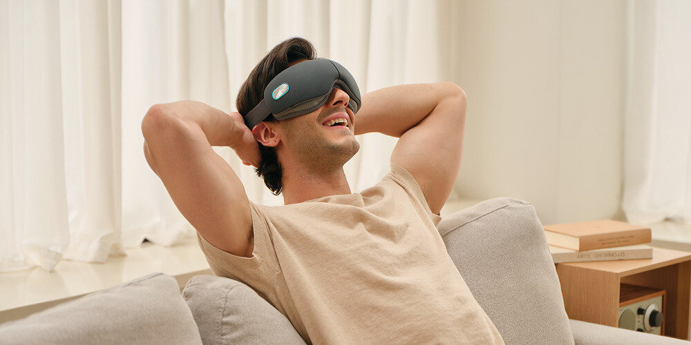 Masażer do oczu SKG ES500 Szary prezentacja design wizualizacja wygląd ulga dla zmęczonych oczu