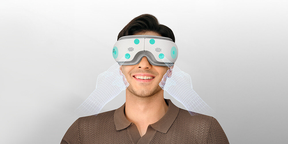 Masażer do oczu SKG ES300 Tryby dopasowane do nastroju pięć różnych trybów masażu łatwo dostosować do swoich potrzeb efekt odprężenia i regeneracji