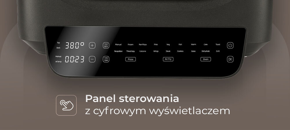Piec do pizzy G3FERRARI Krispy G10225 średnica 32 cm z frytkownicą i grillem intuicyjny panel sterowania, prosta obsługa, wbudowane oświetlenie wnętrza, zaawansowana technologia podglądu