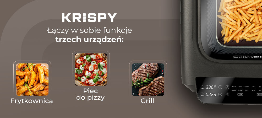 Piec do pizzy G3FERRARI Krispy G10225 średnica 32 cm z frytkownicą i grillem zaawansowany piec, piec do pizzy, frytkownica beztłuszczowa, grill domowy, jedno urządzenie, wiele korzyści>
</div>
</div>
</div>
<div class=