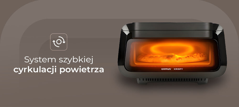 Piec do pizzy G3FERRARI Krispy G10225 średnica 32 cm z frytkownicą i grillem system cyrkulacji powietrza, rónomierne rozprowadzanie ciepła, odpowiednio przygotowane dania, minimalny czas