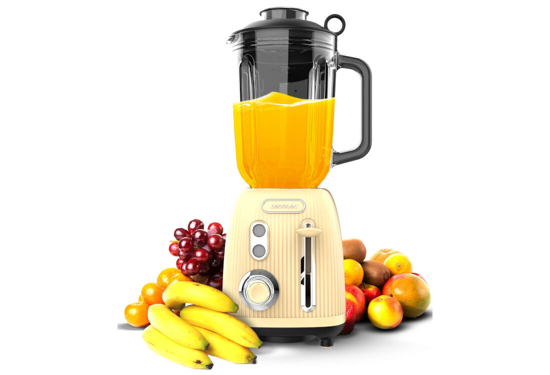 Blender kielichowy CECOTEC Power Black Titanium Retro Żółty Komfort cichej pracy Redukcja hałasu i wibracji pracuje płynnie i nie zakłóca spokoju