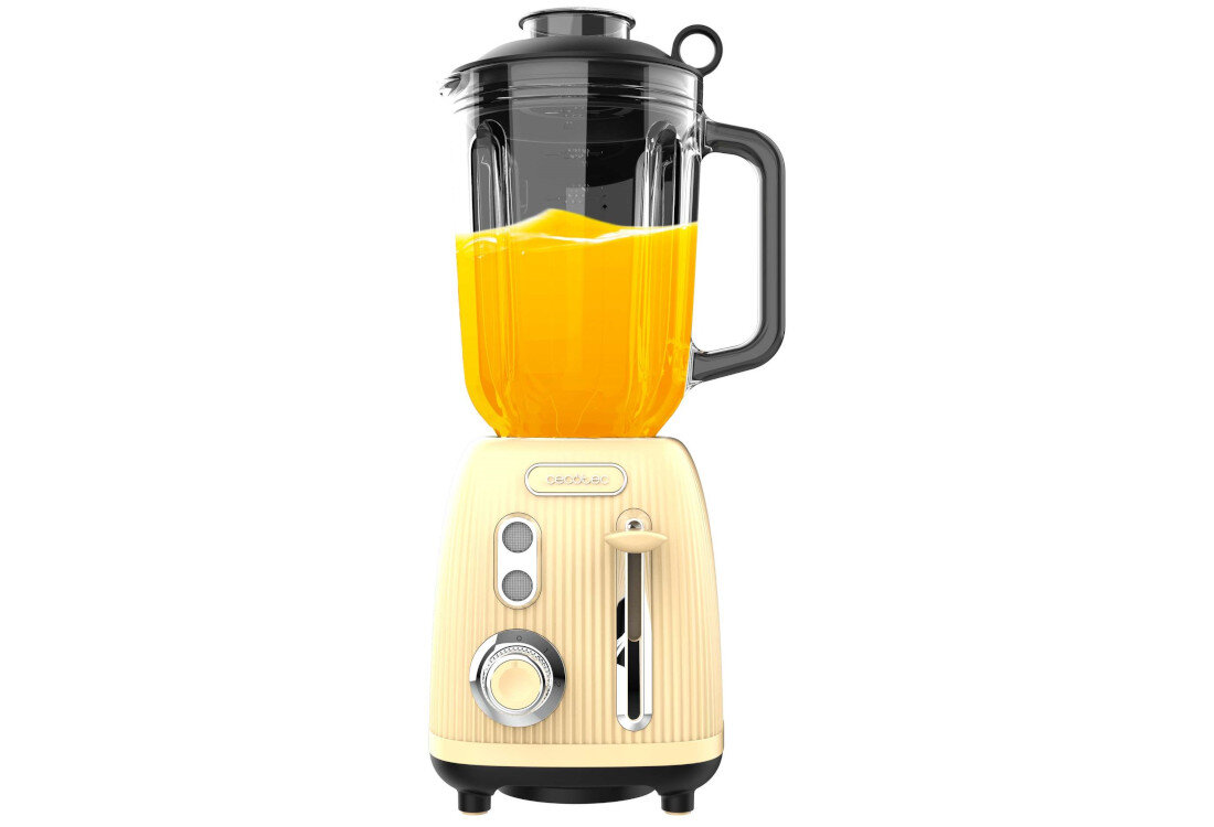 Blender kielichowy CECOTEC Power Black Titanium Retro Żółty Przemyślany design wymiary Antypoślizgowa podstawa komfort użytkowania dopasowanie