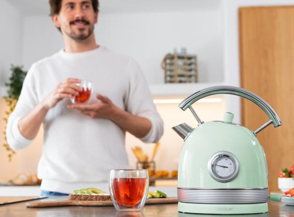Czajnik CECOTEC ThermoSense 420 Vintage Zielony wygląd design tło prezentacja wizualizacja Styl w Twojej kuchni