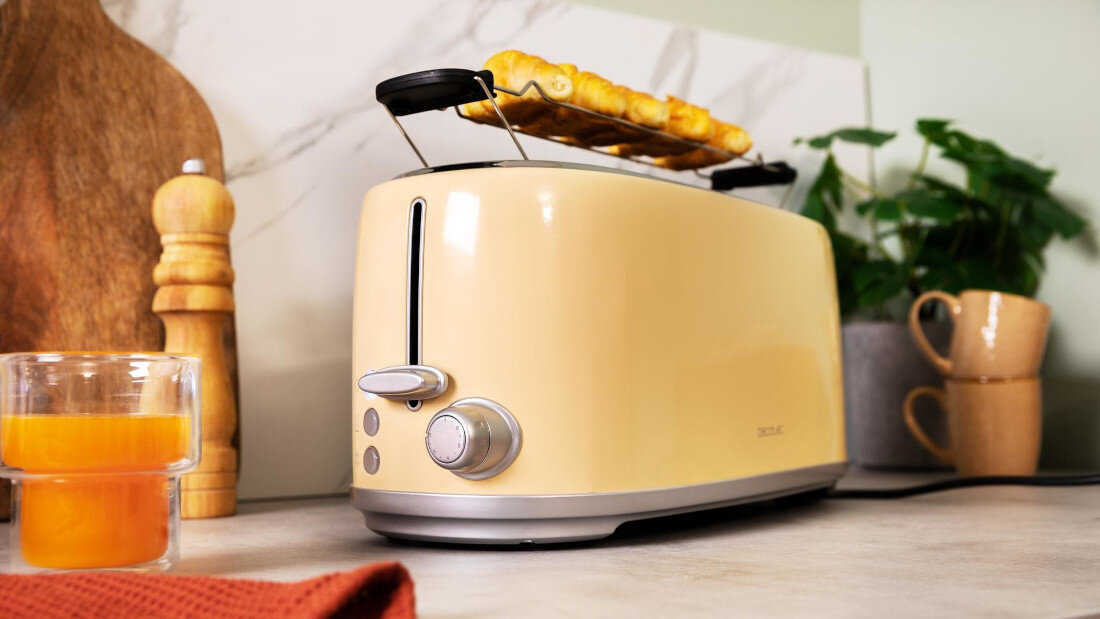 Toster CECOTEC Toast&Taste 1600 Retro Double Beżowy Sześć poziomów opiekania dopasowanie stopień przyrumienienia preferencje