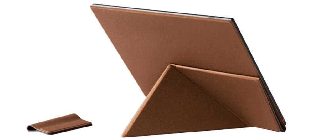 Etui na Note Air ONYX BOOX Magnetic Protective Case Brązowy prezentacja etui na białym tle w poziomie dwie pozycje pionowa pozioma wygodna praca stabilna podstawka