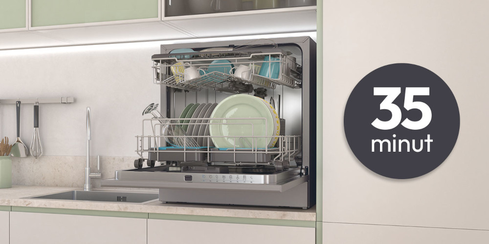 ZMYWARKA CANDY CP 8F9FFA RAPIDO Program szybki ekspresowe mycie krótki czas 35 minut połowa załadunku wsadu oszczędności