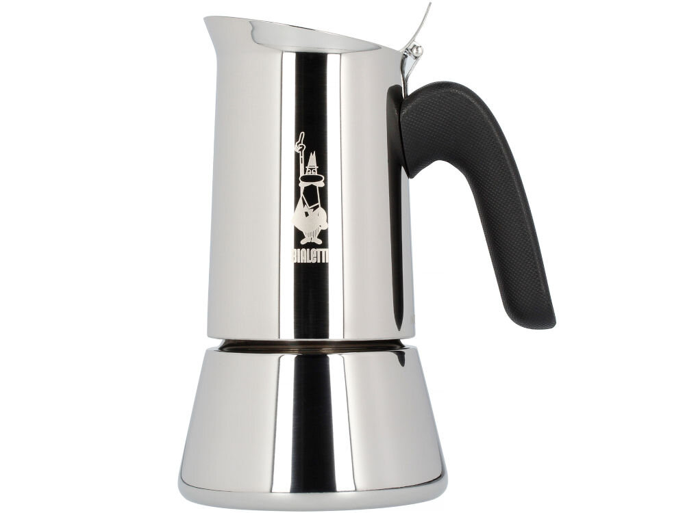 Kawiarka BIALETTI New Venus 4 TZ Srebrny 170 ml elegancki opływowy design funkcjonalna polerowana stal nierdzewna trwałość ergonomiczny uchwyt tworzywo sztuczne optymalny smak espresso ręczne mycie bez detergentów