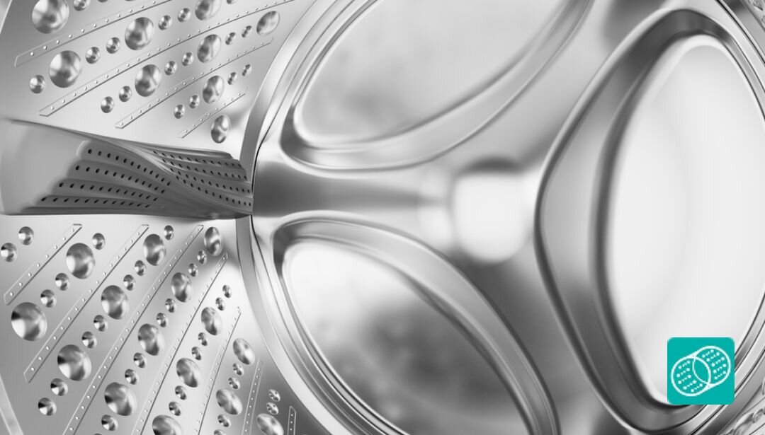 PRALKA GORENJE WNHAI84APS Zbliżenie na strukturę bębna pralki. Specjalna konstrukcja pomaga chronić tkaniny podczas prania specjalny bęben ochrona tkanin mniej zagnieceń delikatne pranie