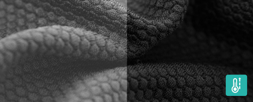 PRALKA GORENJE W3NGPI61SAS Zdjęcie przedstawia zbliżenie na tkaninę, podzieloną na dwie części, co ukazuje różnicę w efekcie prania lub ochronie materiału. W prawym dolnym rogu znajduje się ikonka symbolizująca kontrolę temperatury program 20°C ochrona kolorów oszczędność energii niska temperatura