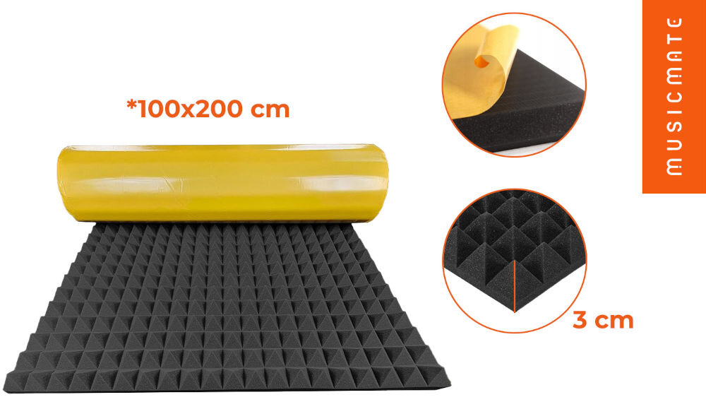 Mata akustyczna MUSICMATE Piramida Self-Adhesive 200 x 100 x 3 cm