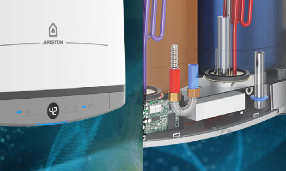 Bojler elektryczny ARISTON Velis Dune 50 45 l  automatycznie się wyłączy potrzeba wyświetli komunikat błąd informacja Precyzyjny elektroniczny termostat ochrona