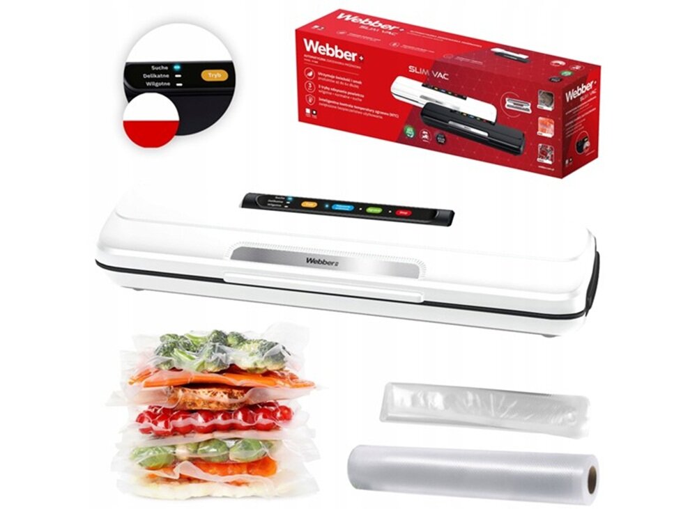 Zgrzewarka próżniowa WEBBER V168B 3 tryby pracy, delikatny, suchy, wilgotny, bezpieczne pakowanie produktów