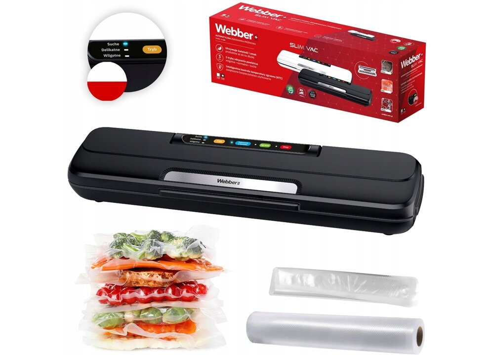 Zgrzewarka próżniowa WEBBER V168C 3 tryby pracy, delikatny, suchy, wilgotny, bezpieczne pakowanie produktów