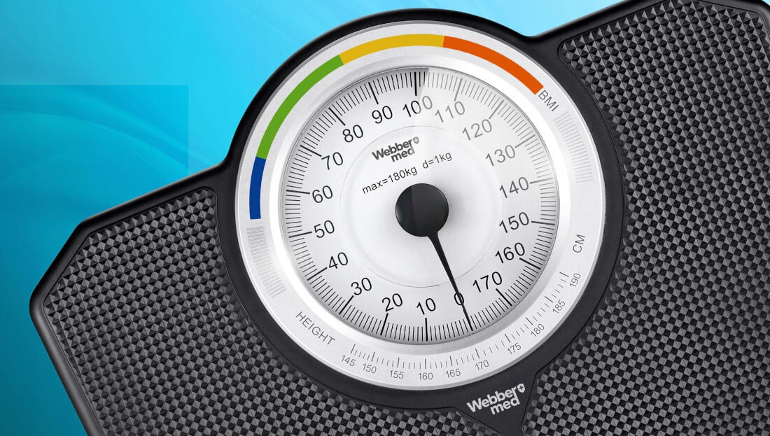 Waga łazienkowa WEBBERMED DT605T Czytelny odczyt wyniku Wyraźna skala z podziałką co 1 kg komfort wygoda szybkie i wygodne odczytanie pomiaru