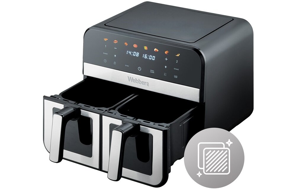 Air Fryer Frytkownica beztłuszczowa WEBBER AF900 podwójna komora, dwa rózne dania, niezależne działania