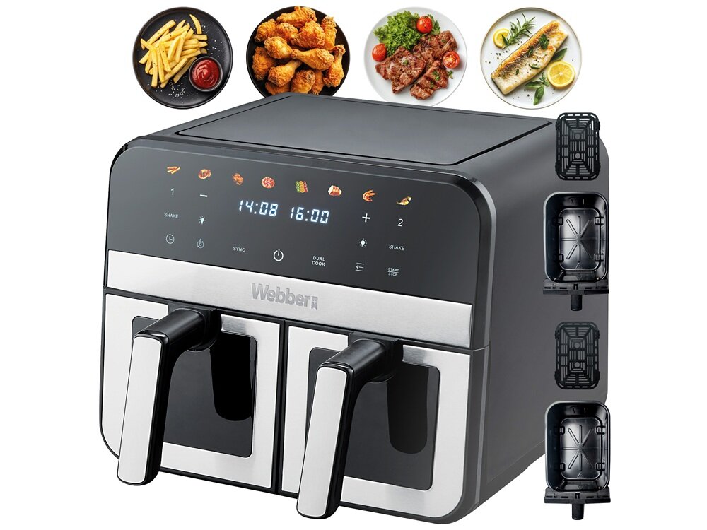 Air Fryer Frytkownica beztłuszczowa WEBBER AF900 8 gotowych trybów, automatyczne dobranie parametrów, przewidywalne rezultaty