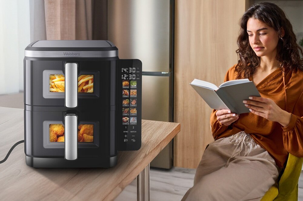 Air Fryer Frytkownica beztłuszczowa WEBBER AF901 11l z podwójnym koszem i 10 automatycznymi programami kv początek opisu