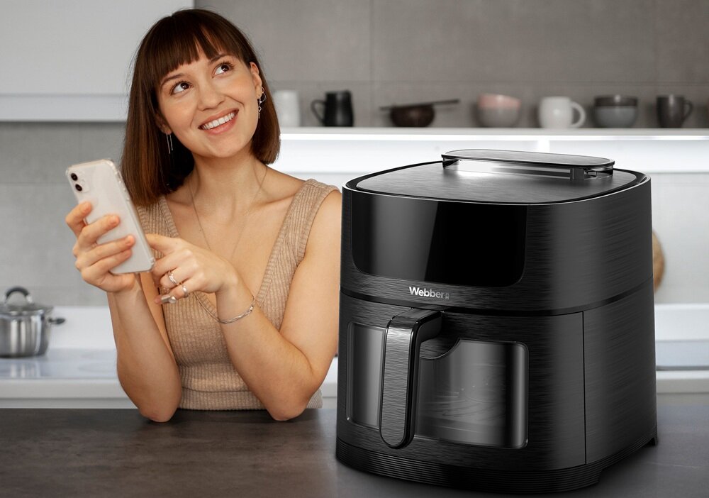 Air Fryer Frytkownica beztłuszczowa WEBBER AF800 8l Wi-Fi z funkcją pary i 8 automatycznymi programami kv początek opisu