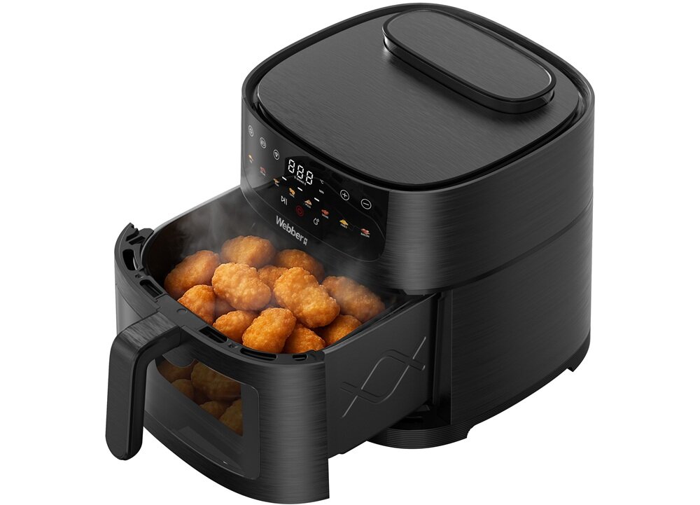 Air Fryer Frytkownica beztłuszczowa WEBBER AF800 8l Wi-Fi z funkcją pary i 8 automatycznymi programami gorące powietrze, mniejsza ilość tłuszczu, dbanie o dietę, lżejsze potrawy