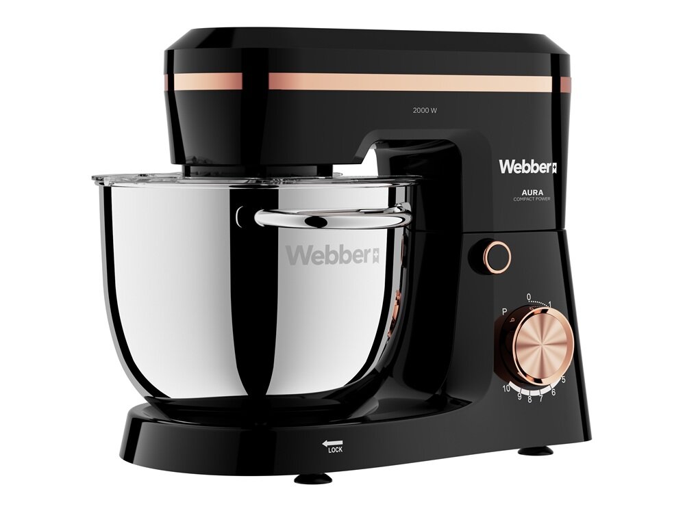 Robot kuchenny planetarny WEBBER Aura SM15 2000 W nakładka ochronna, bez zabrudzeń, otówr w górnej części, łatwiejsze dodawanie składników w trakcie pracy