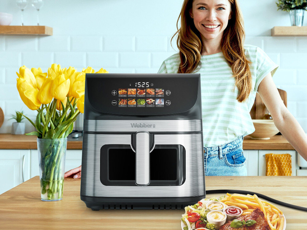 Air Fryer Frytkownica beztłuszczowa WEBBER AF801 8.8 l z 10 automatycznymi programami kv początek opisu