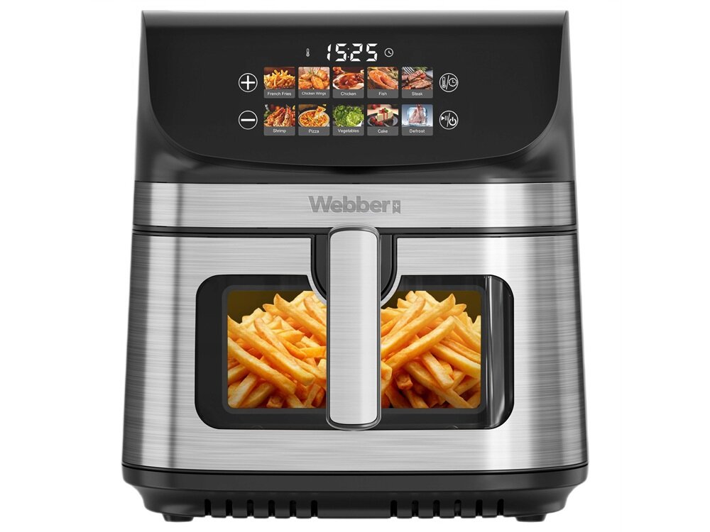 Air Fryer Frytkownica beztłuszczowa WEBBER AF801 8.8 l z 10 automatycznymi programami przezroczyste okienko, antyprzywierajaca powłoka, łatwe czyszczenie, można myć w zmywarce