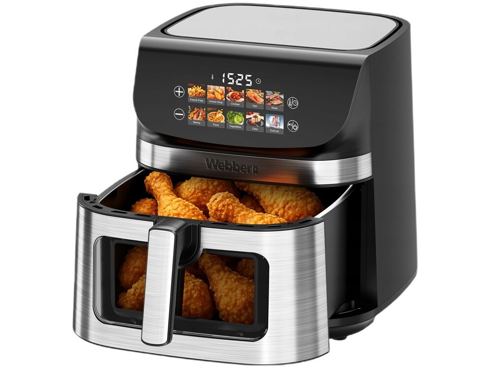 Air Fryer Frytkownica beztłuszczowa WEBBER AF801 8.8 l z 10 automatycznymi programami chrupiące potrawy, soczyste wnętrze, mniejsza ilość tłuszczu, szybsze pieczenie