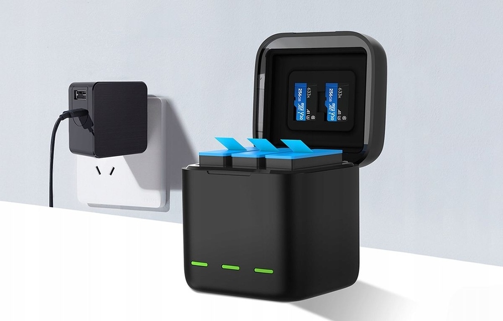 Zestaw do GoPro 5-6-7-8 TELESIN GP-BNC-801  ładowanie akumulatorów  łądowarka ładuje 