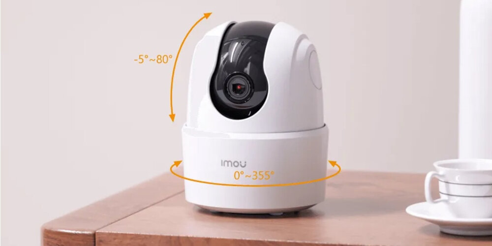 Kamera IMOU Ranger 2C-L funkcja szerokiego kata widzenia pionowo 45° poziomo 81° dynamiczne sledzenie obiektow obrot w poziomie 0-355° przechylenie -5-80° automatyczny obrot