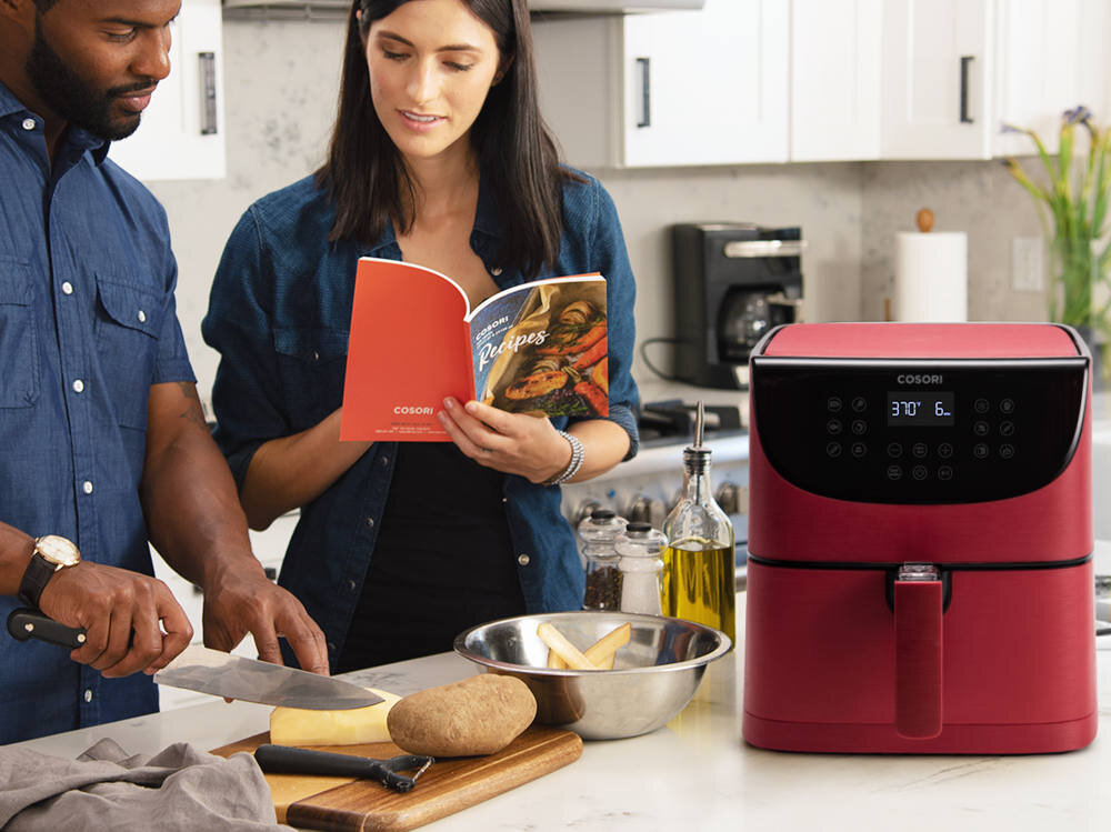 Frytkownica beztluszczowa COSORI CP158-AF-RXR Czerwony Air Fryer oszczednosc czasu latwe czyszczenie powiadomienie sygnal dzwiekowy